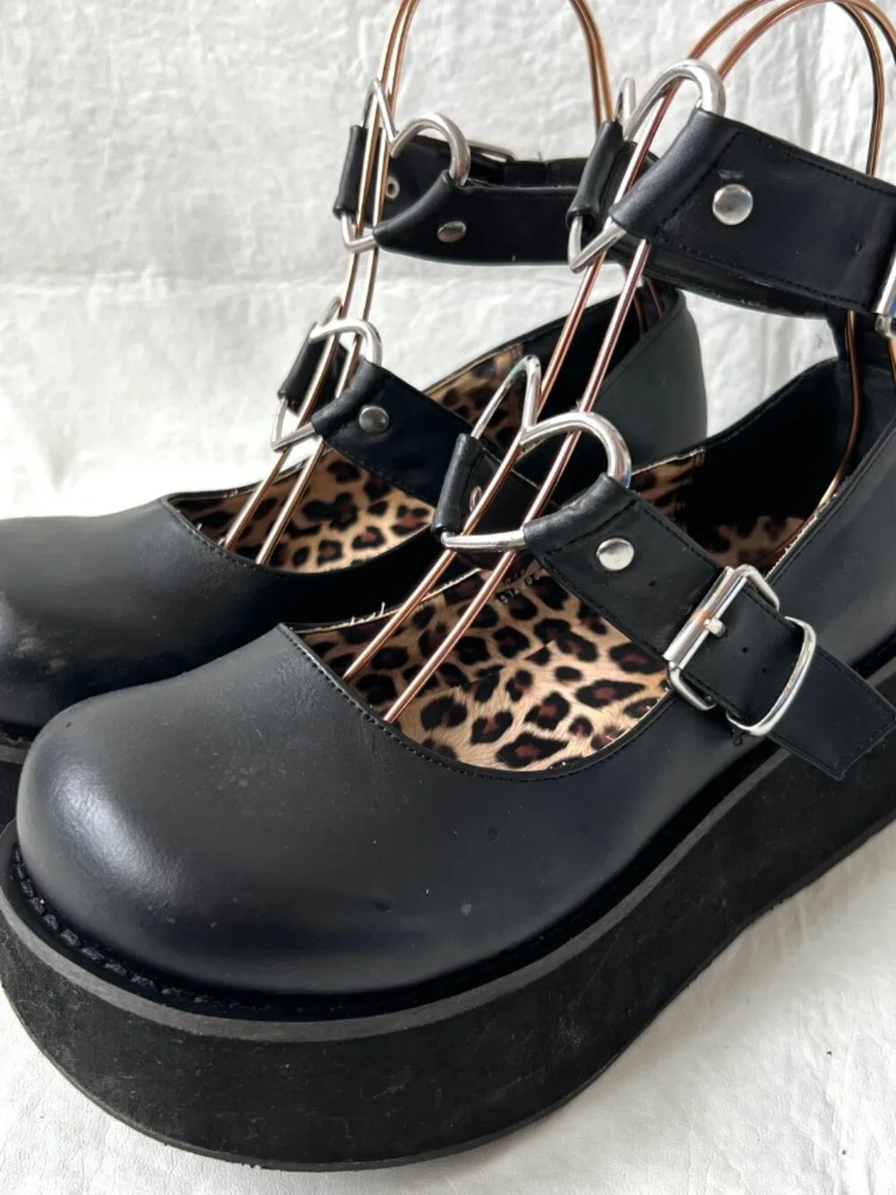 Demonia platform shoes Sprite-02 Mary Jane womens 9 black heart buckles chunky